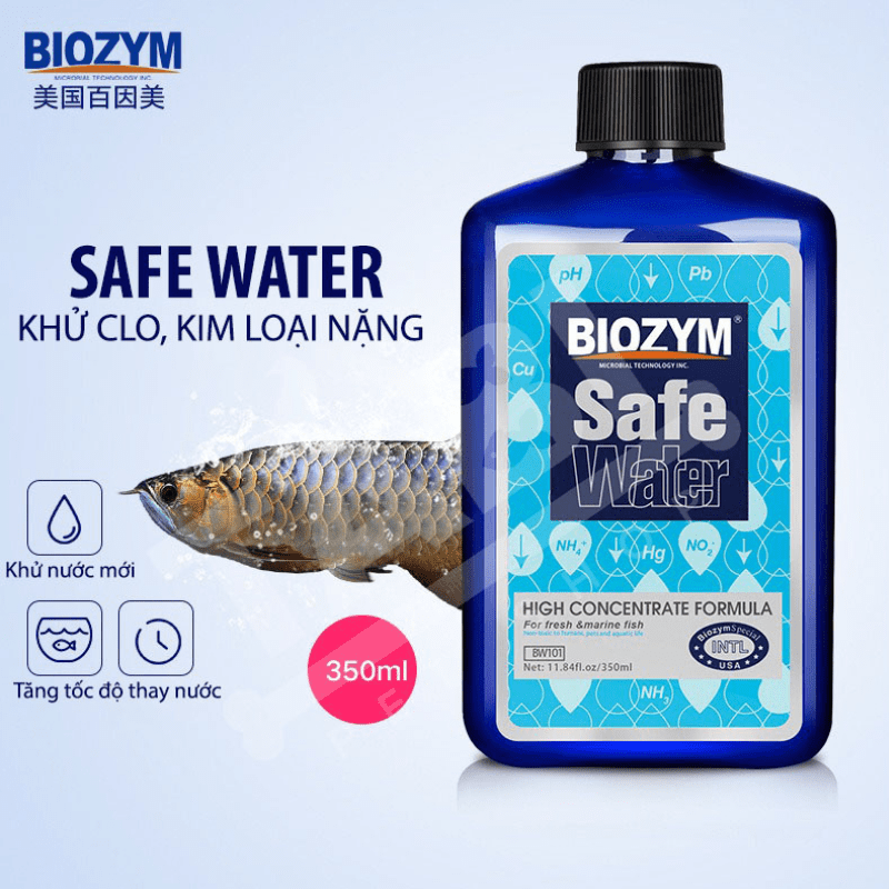 Biozym Safe Water - Xử Lý Nước Mới, Khử Clo, Amoniac Và Kim Loại Nặng Cho Hồ Cá, Bể Cá Thuỷ Sinh