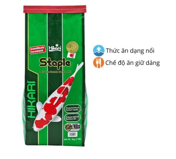 Thức Ăn Hikari Staple dành cho cá chép koi 5kg size L, hạt nổi, giàu dinh dưỡng, tăng trưởng tốt