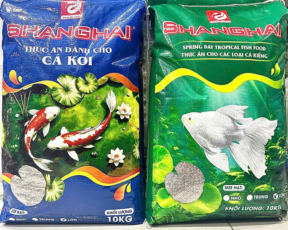 Thức ăn cá koi shanghai bao 10kg bao xanh dương