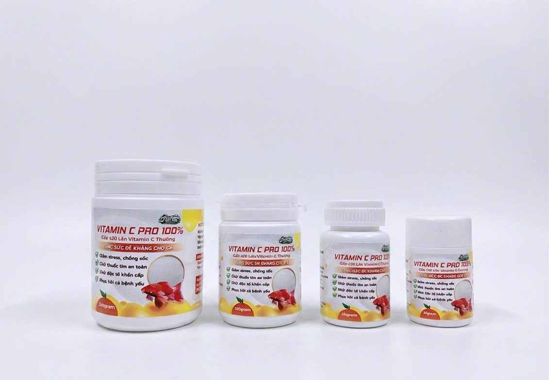 Vitamin C Pro 100% Tăng Đề Kháng Cho Cá Cảnh, Hỗ Trợ Giảm Stress, Giảm Sốc 25g - 50g - 100g -200g
