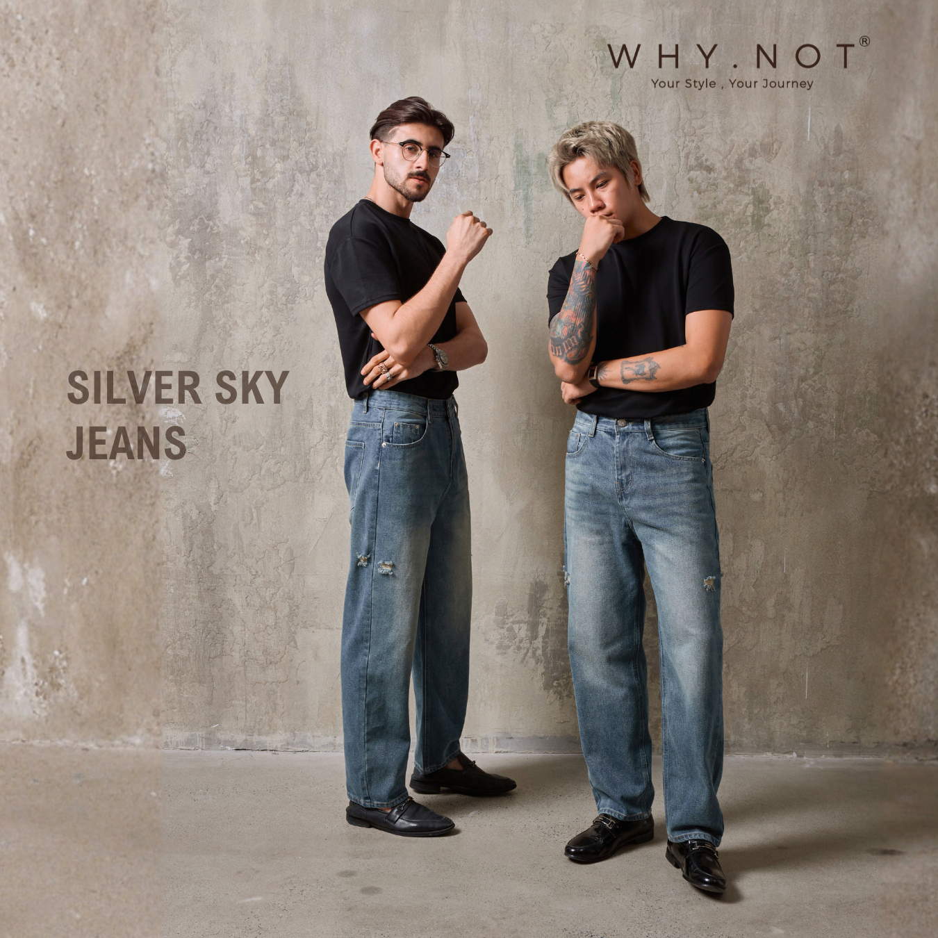 [CÓ BIGSIZE] Quần Jeans Nam WHY.NOT SILVER SKY Jeans Ống Suông Rộng Form Regular Fit - Jean Bò Mềm