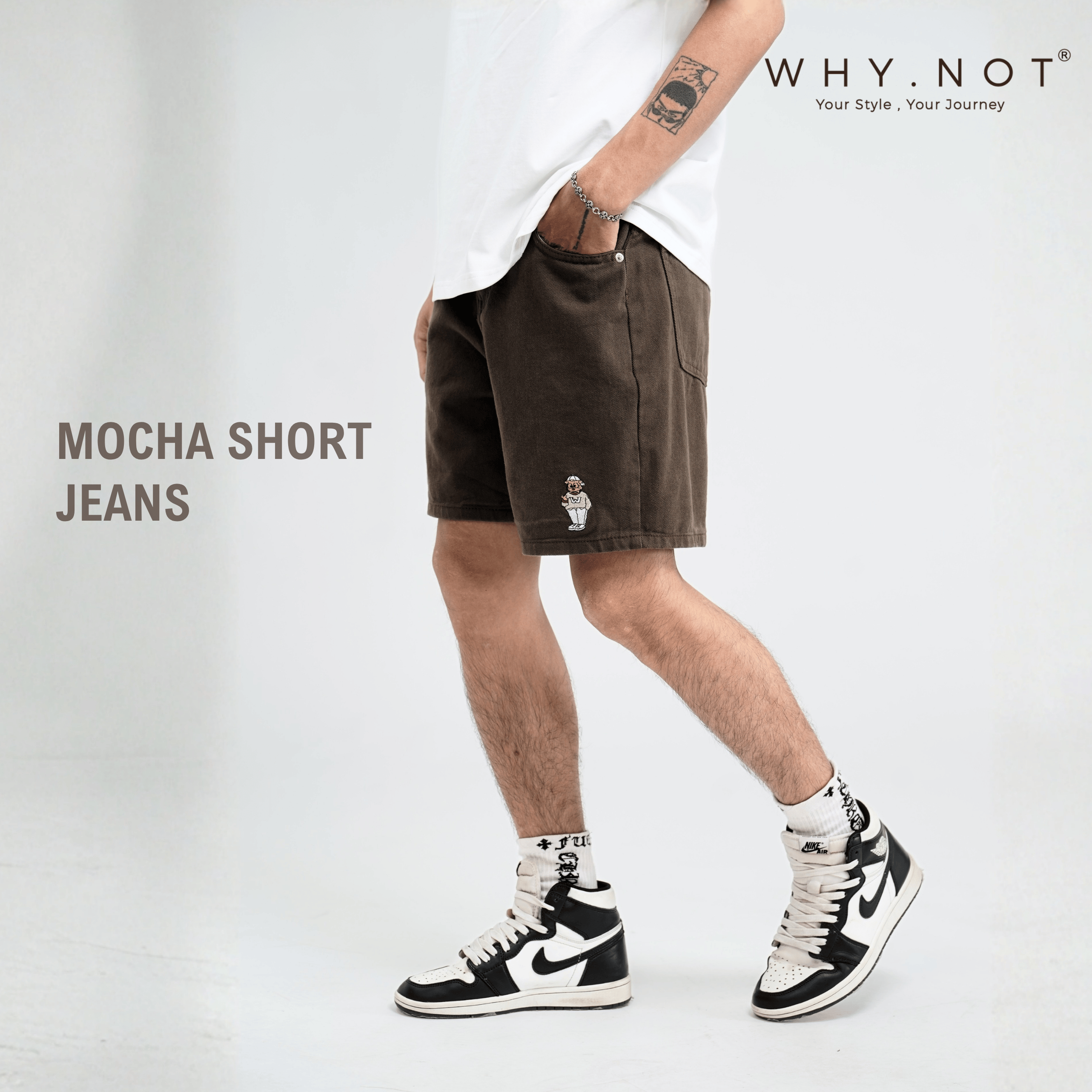 [Có Bigsize] - MOCHA SHORT JEANS - Quần Short Jean Nam Mocha Short WHY.NOT Form chữ A Trên Gối