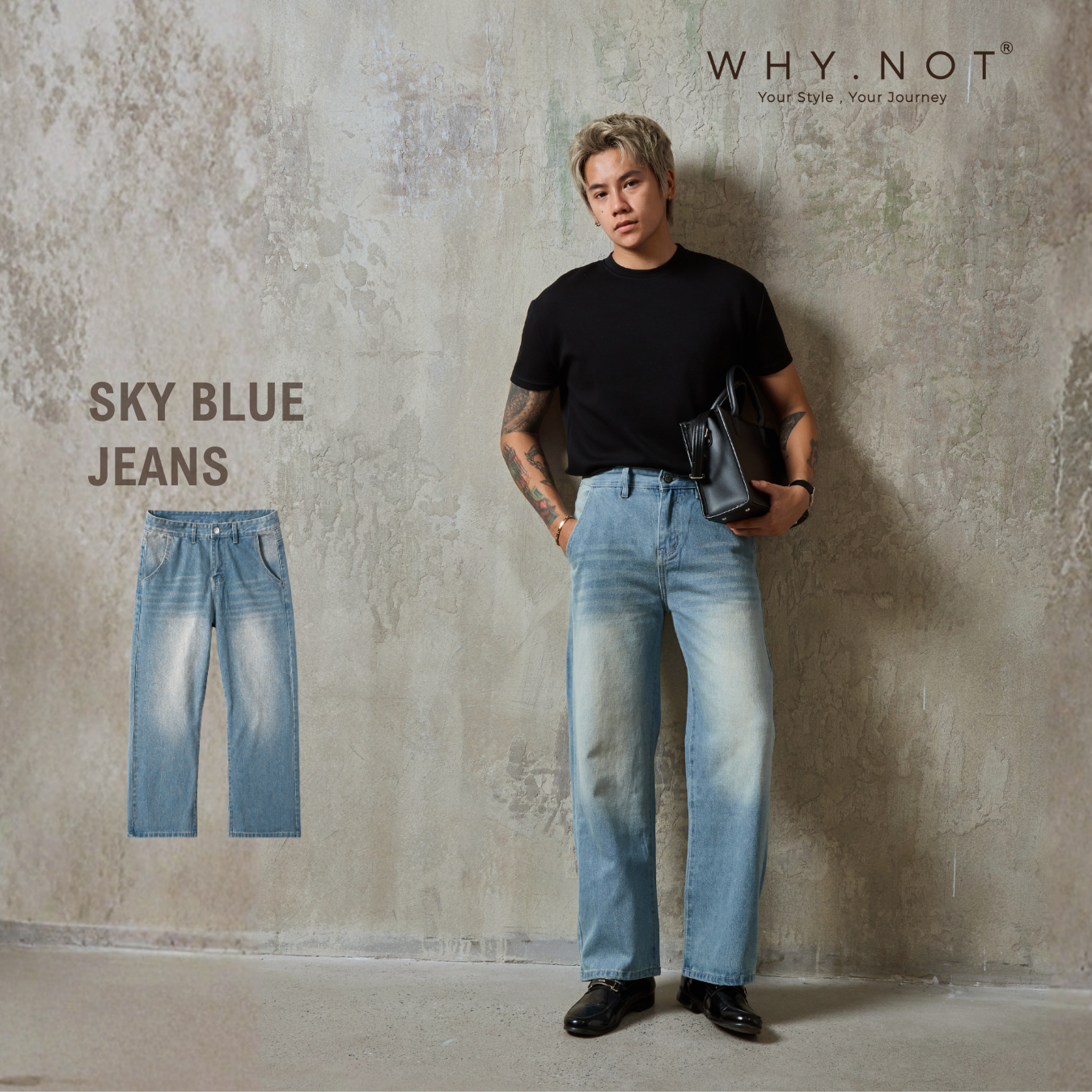 [Có Bigsize] - SKY BLUE BOYFRIEND JEANS - Quần Jean Nam Sky Blue WHY.NOT Form Suông