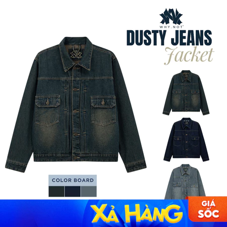 [WHY.NOT] Dusty Jeans Jacket - Áo Jean Nam Form Rộng Màu Dusty Blue (Màu Xanh Đậm)