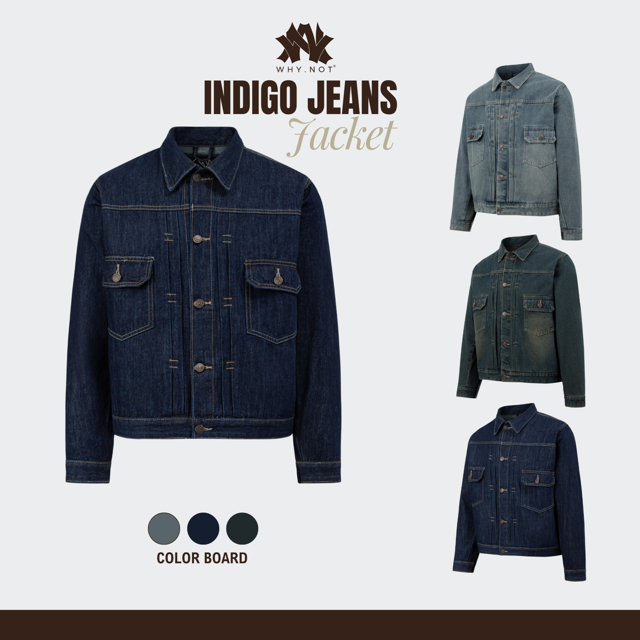 [WHY.NOT] Indigo Jeans Jacket - Áo Khoác Jean Nam Form Rộng Màu Indigo