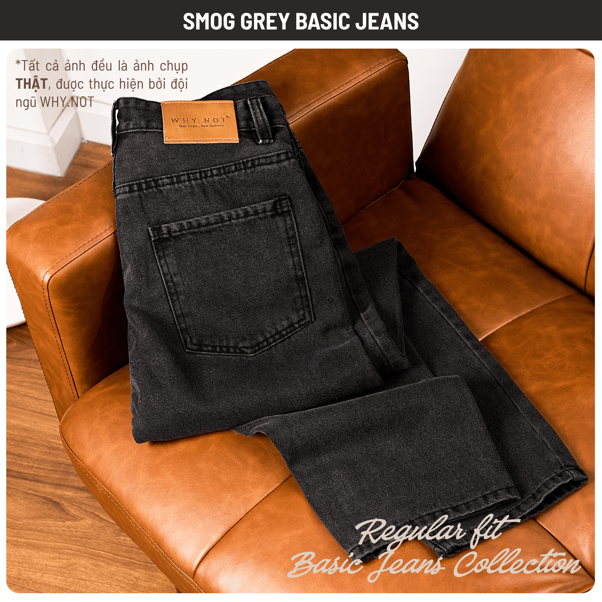 [WHY.NOT] Quần Jean Nam Smog Grey Phong Cách Clean Fit Form Regular - Màu Xám Khói