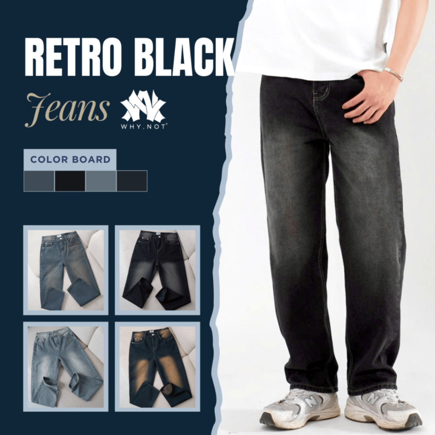 [Có Bigsize] - RETRO BLACK JEANS - Quần Jean Nam Retro Đen WHY.NOT