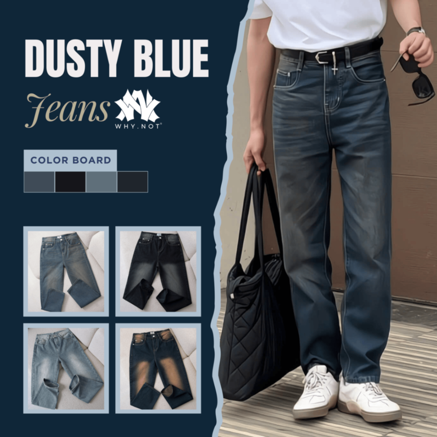 [Có Bigsize] - DUSTY BLUE JEANS - Quần Jean Nam Dusty Blue WHY.NOT