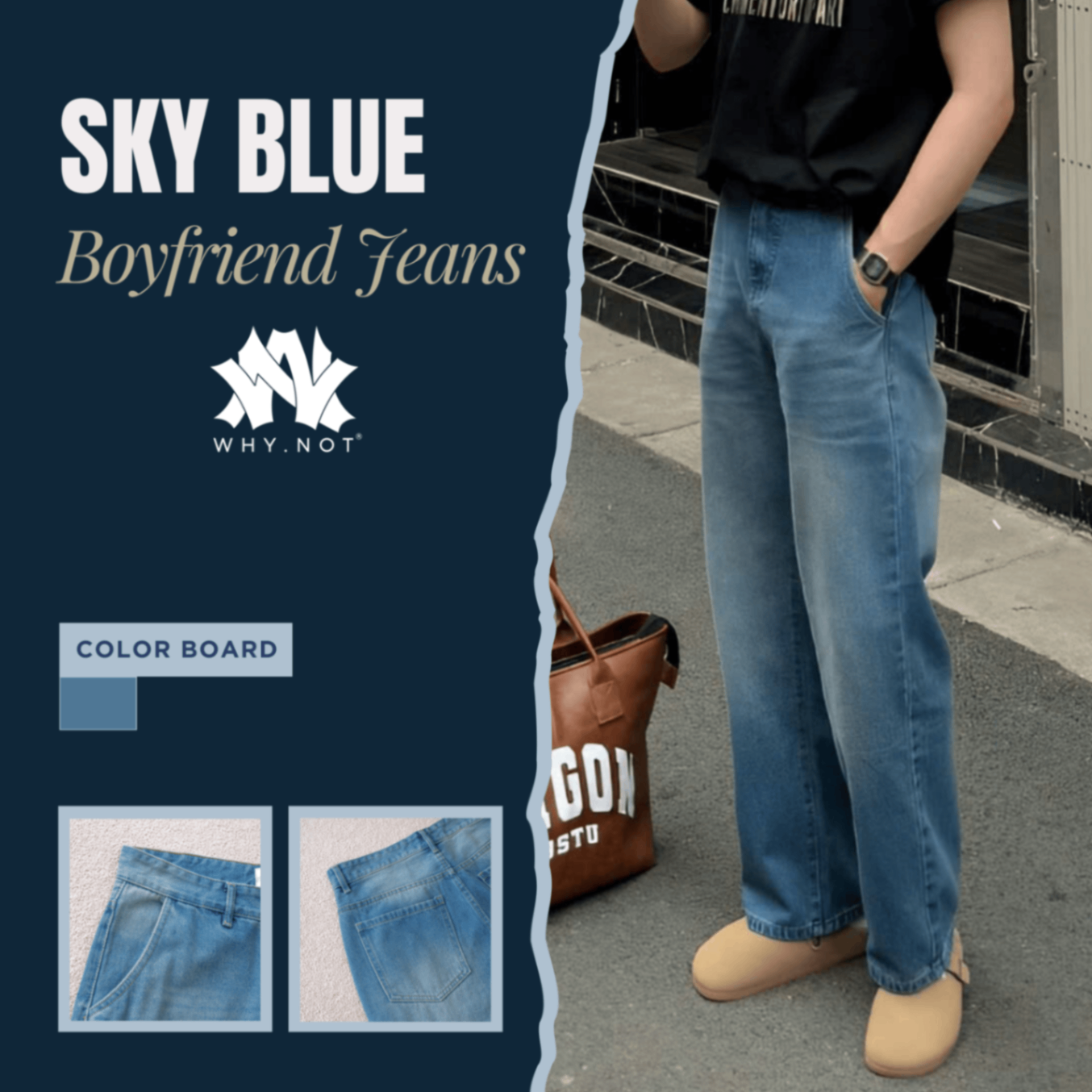 [Có Bigsize] - SKY BLUE BOYFRIEND JEANS - Quần Jean Nam Sky Blue WHY.NOT Form Suông