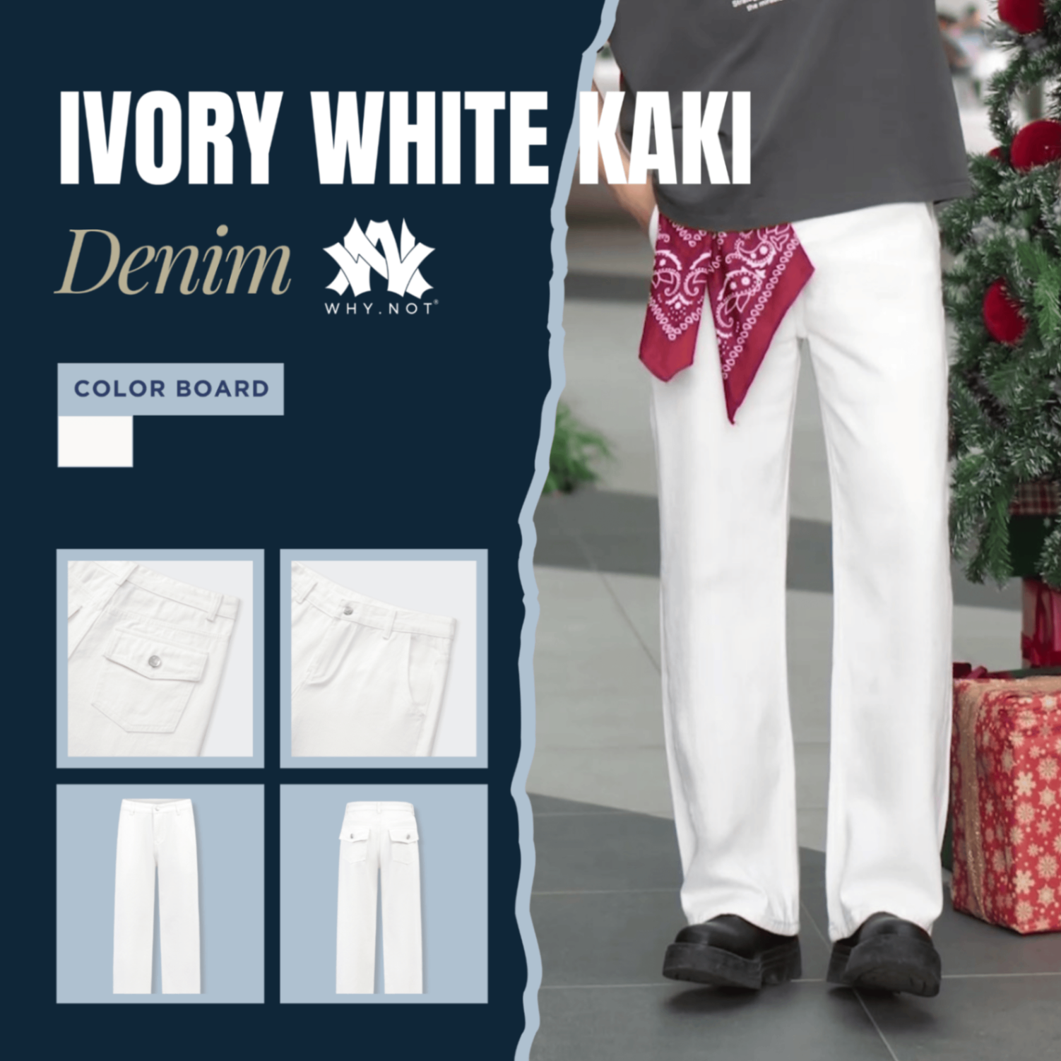 IVORY WHITE KAKI DENIM - Quần Jeans Nam Màu Trắng WHY.NOT Form Suông