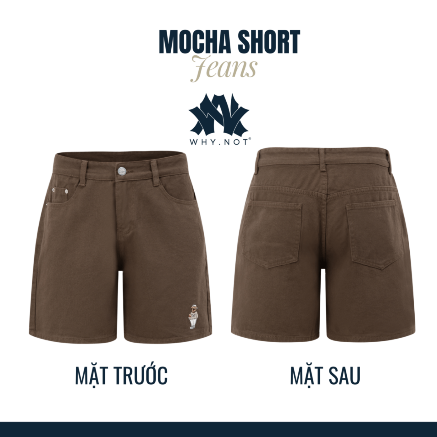 [Có Bigsize] - MOCHA SHORT JEANS - Quần Short Jean Nam Mocha Short WHY.NOT Form chữ A Trên Gối