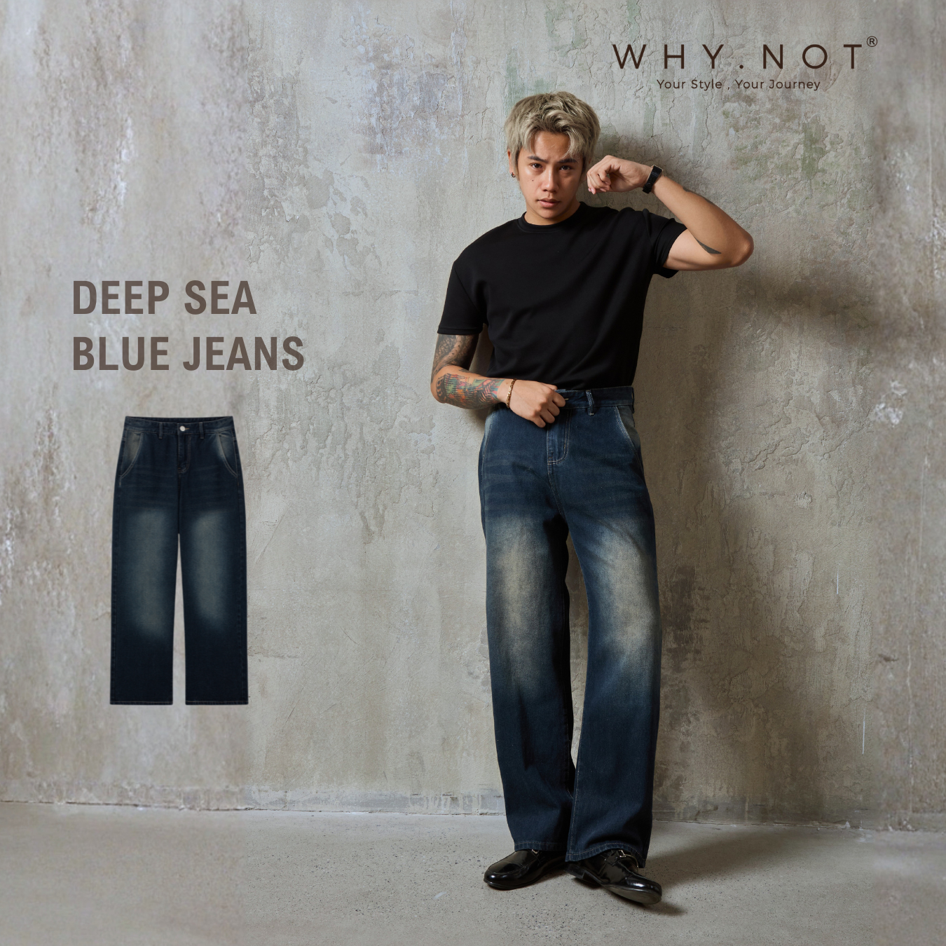 DEEP SEA BLUE BOYFRIEND JEANS - Quần Jeans Nam Deep Sea Blue WHY.NOT Form Suông
