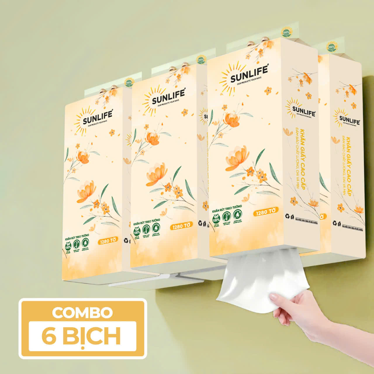 Khăn rút treo tường Sunlife 1280 tờ