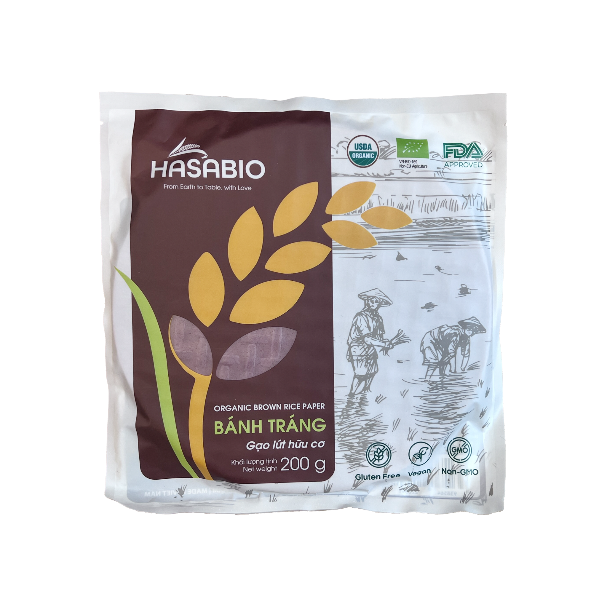 Bánh tráng gạo lứt hữu cơ Hasa Bio 200g
