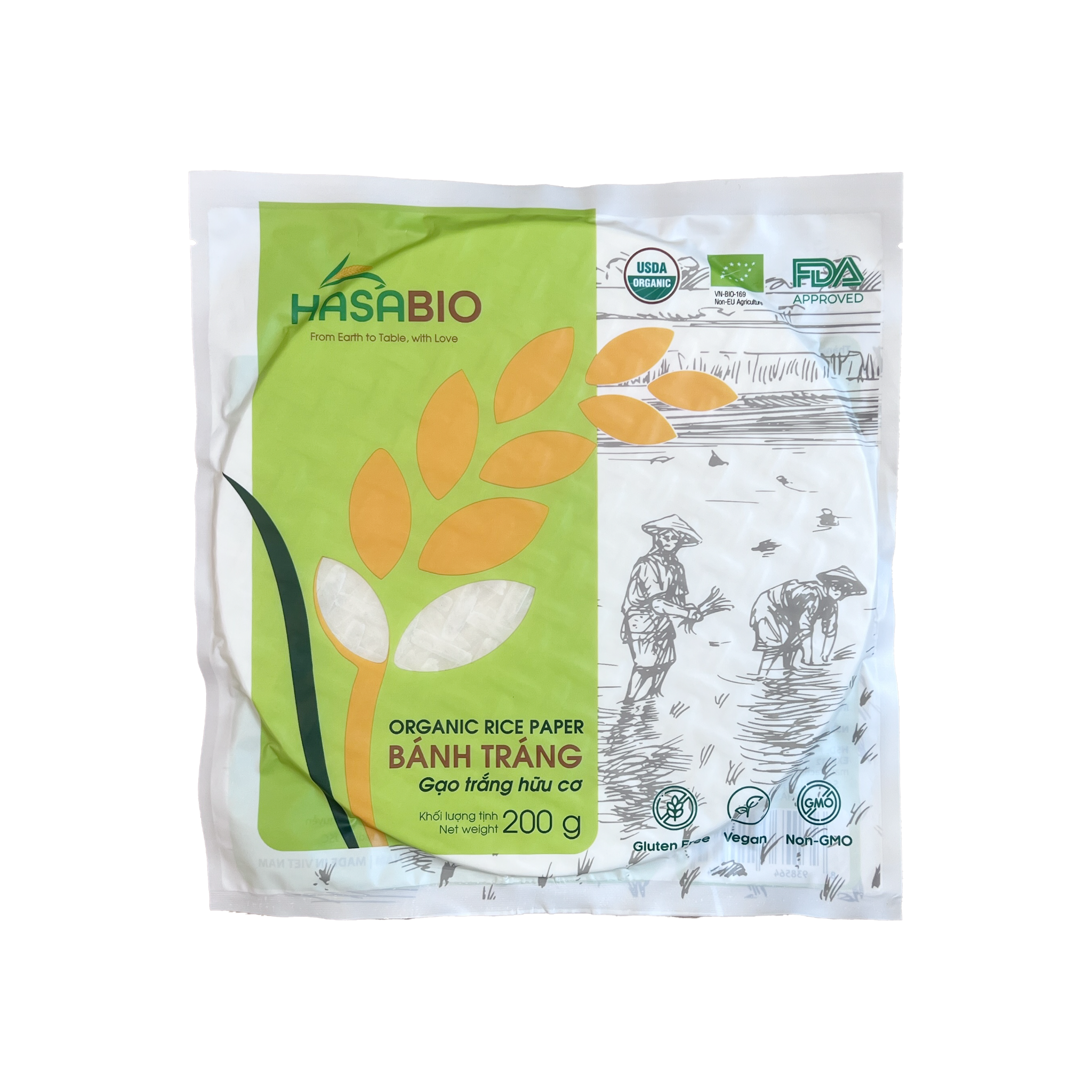 Bánh tráng gạo trắng hữu cơ Hasa Bio 200g