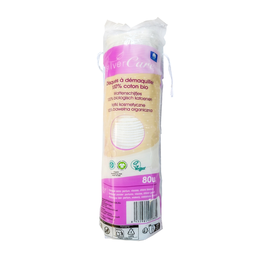 Bông tẩy trang hữu cơ Silvercare 80 miếng