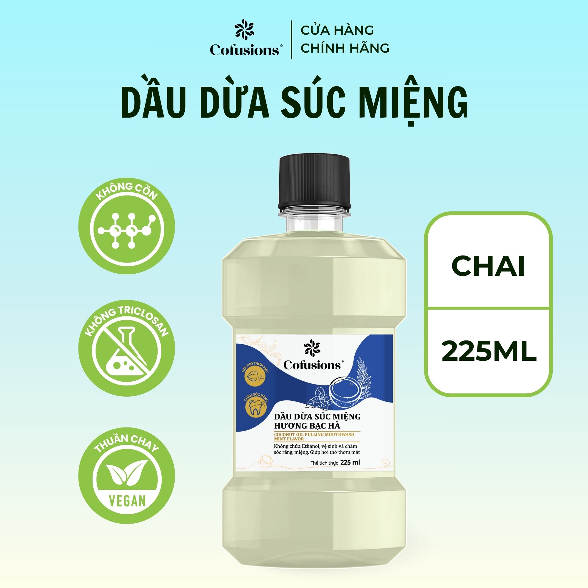 Dầu dừa súc miệng hương bạc hà 225ml