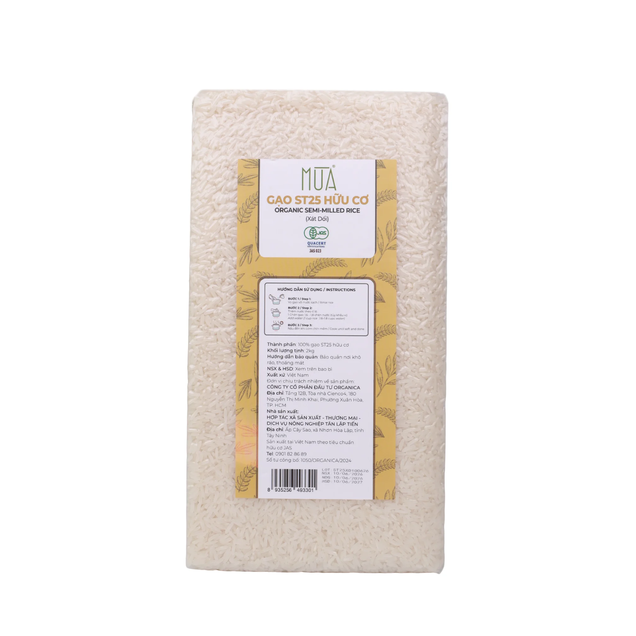 Gạo ST25 Xát Dối Hữu Cơ Mùa 2kg