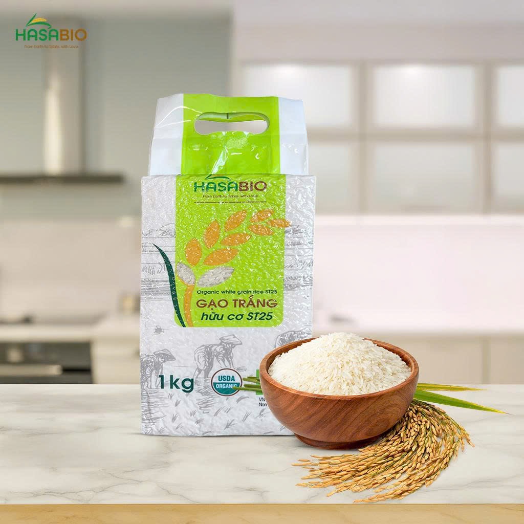 Gạo trắng hữu cơ ST25 Hasa BIo 1kg