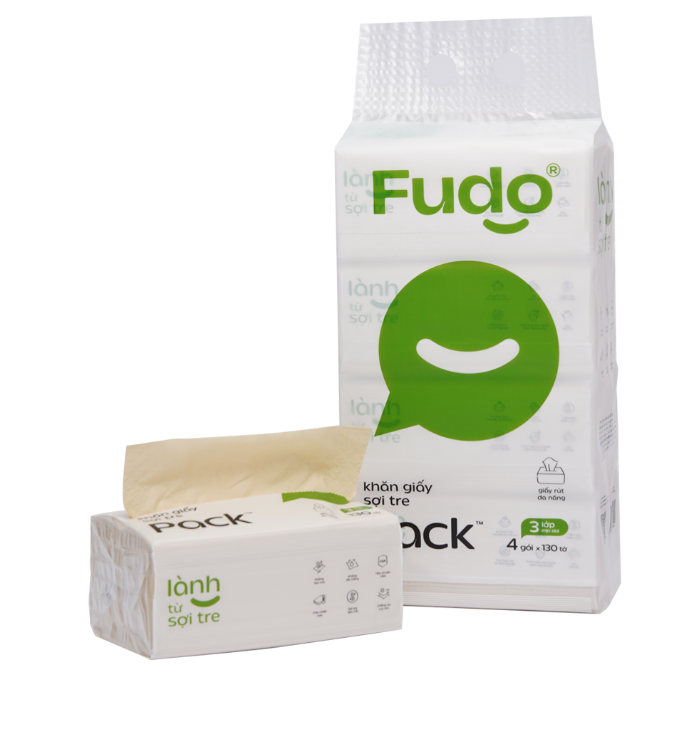 Khăn giấy rút sợi tre Fudo (Túi 4 gói)