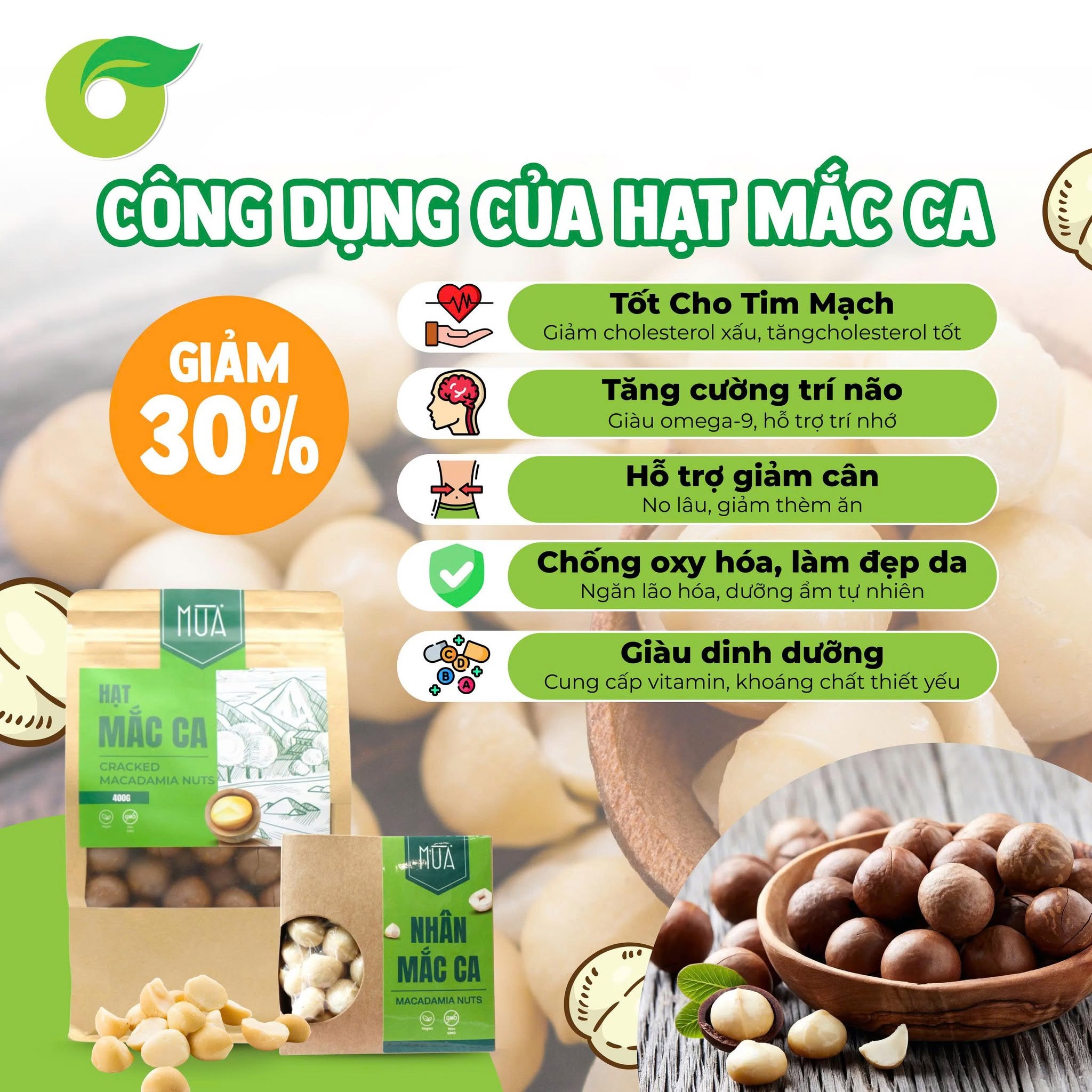 Nhân hạt Mắc ca cấp đông 200gr