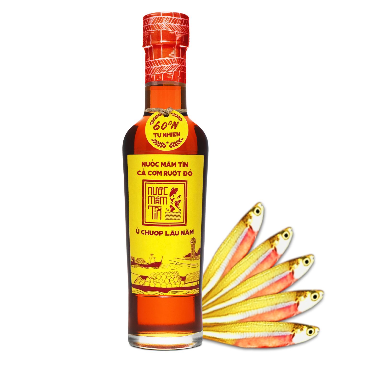 Nước mắm cá cơm ruột đỏ 60N chai thuỷ tinh 250ml