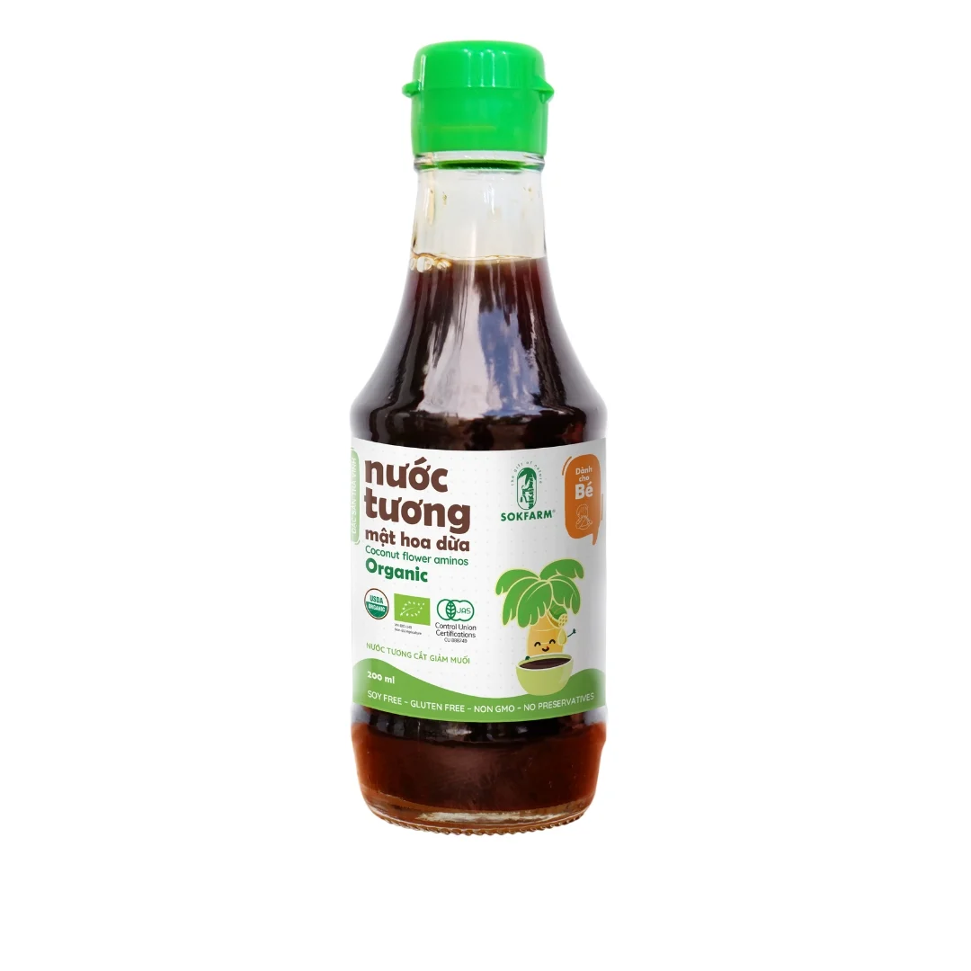 Nước tương mật hoa dừa Sokfarm 200ml - ít muối