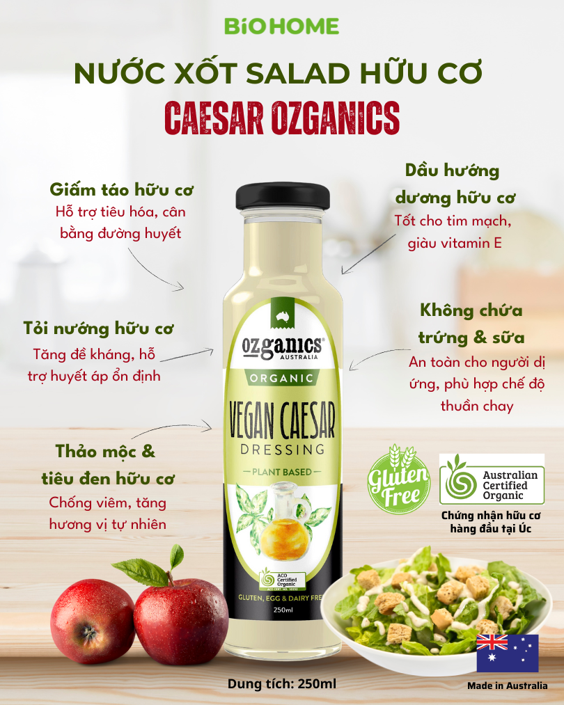 Nước xốt salad hữu cơ Caesar Ozganics (250ml)
