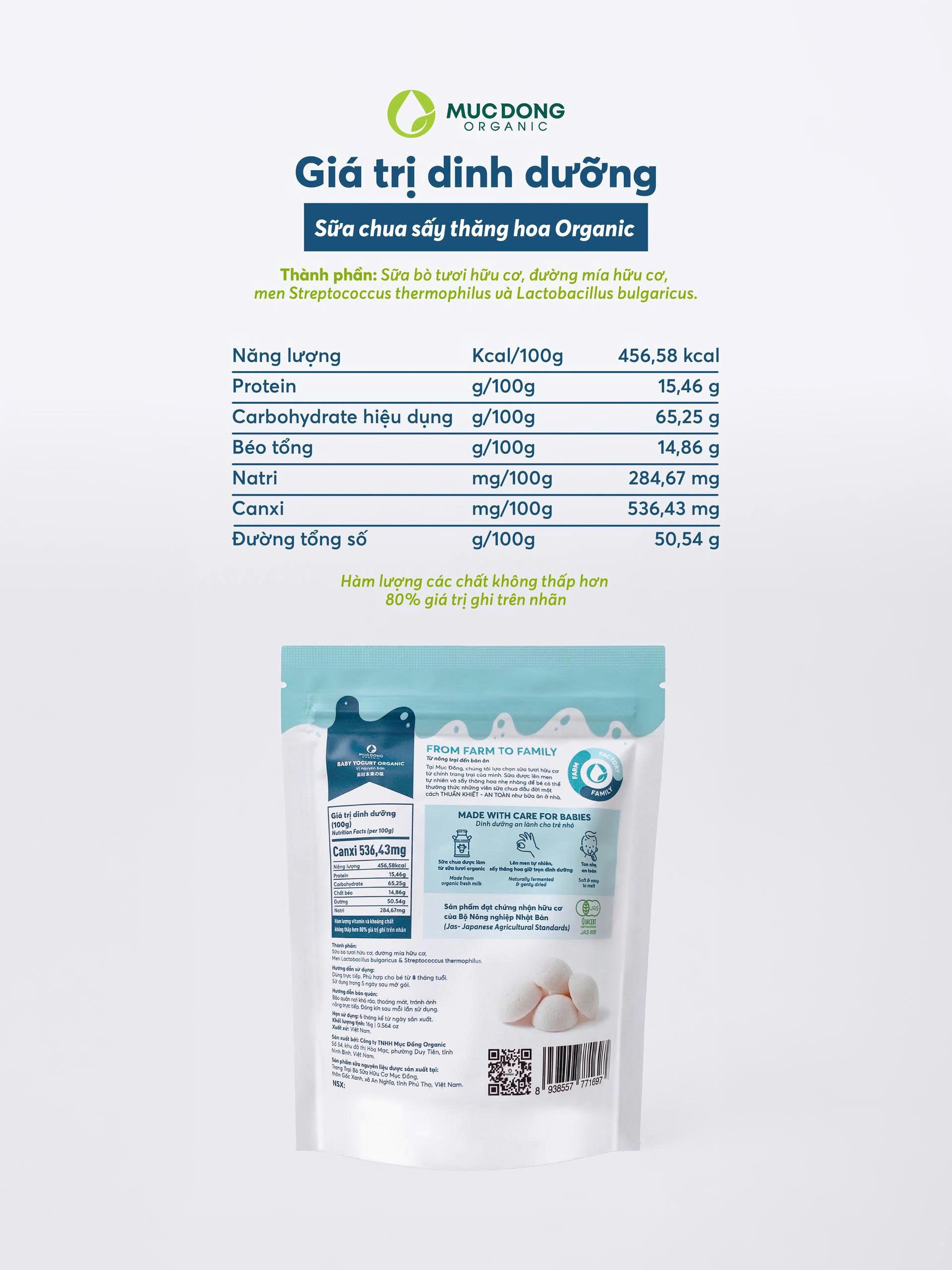 Sữa chua sấy thăng hoa hữu cơ