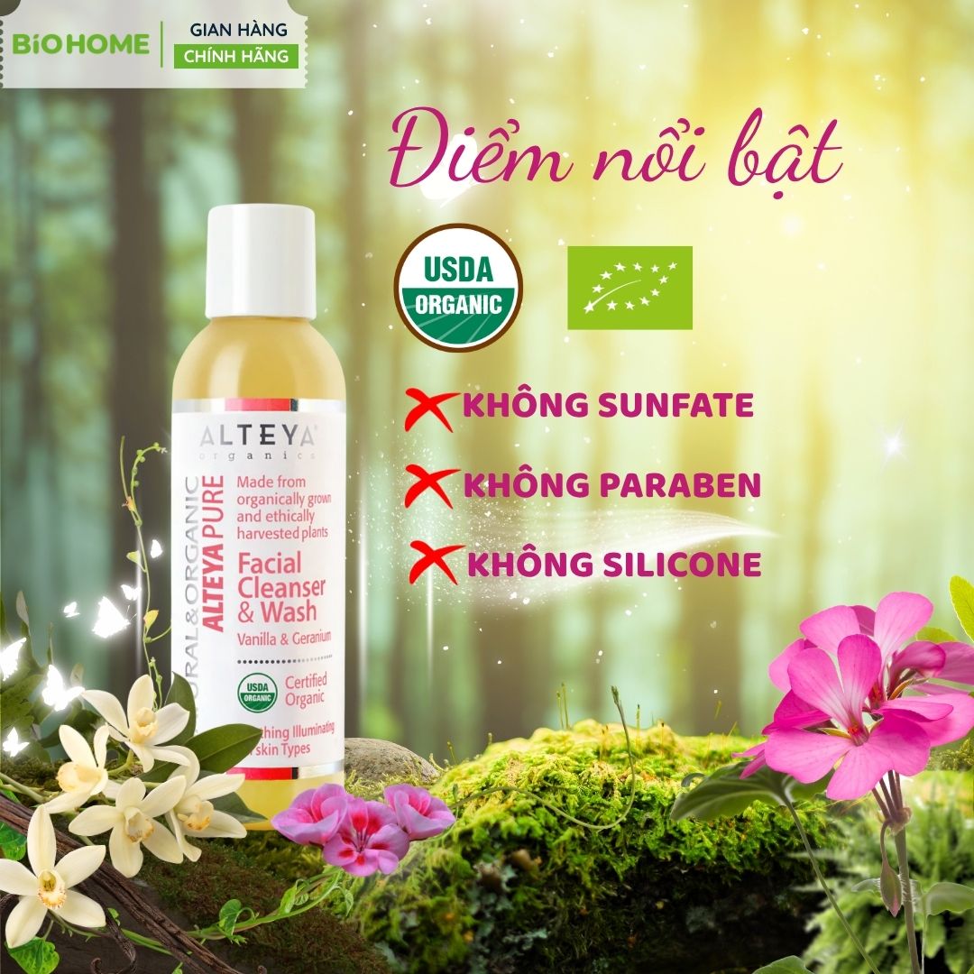 Sữa rửa mặt vani và phong lữ hữu cơ Alteya 150ml
