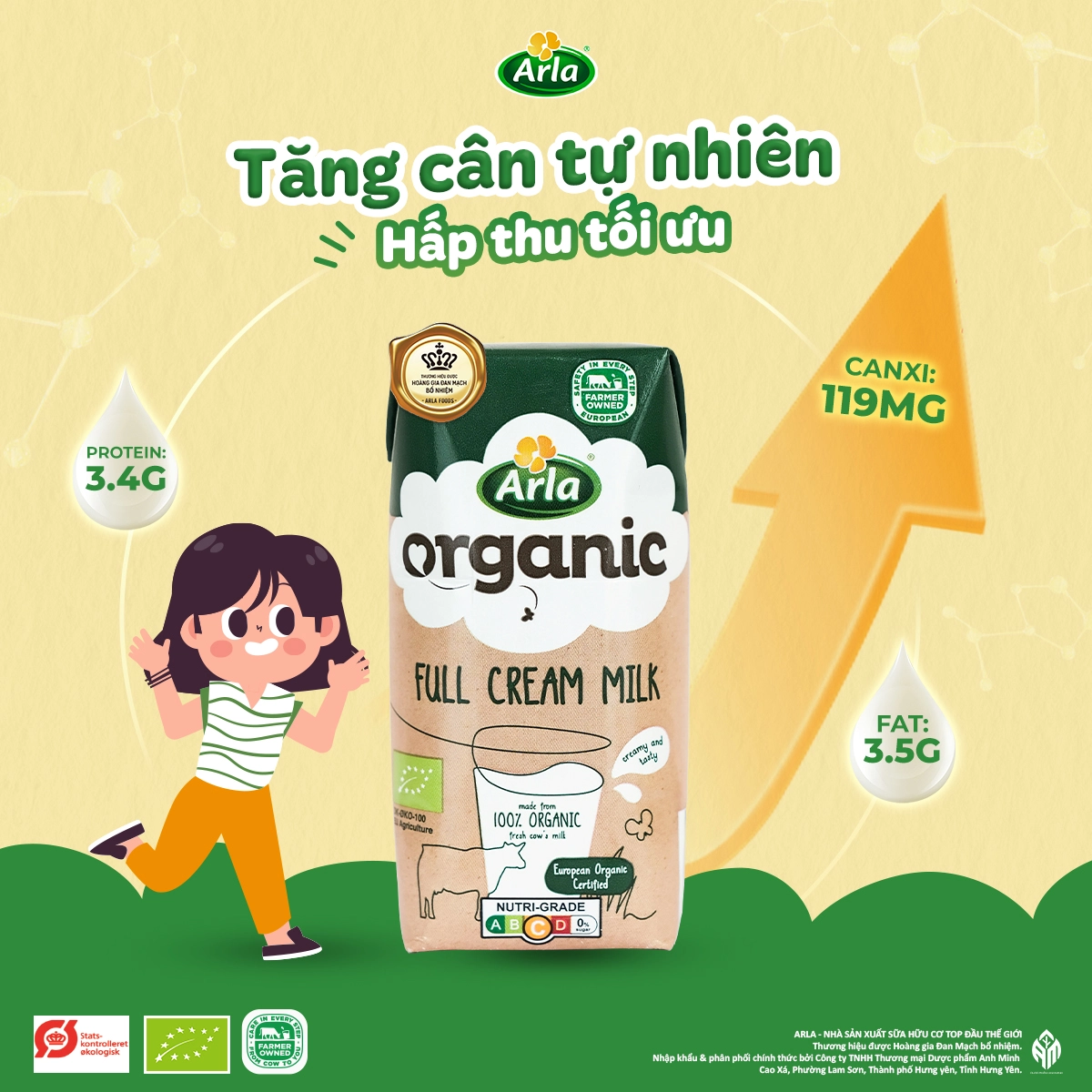 Sữa tươi nguyên kem hữu cơ Arla 200ml