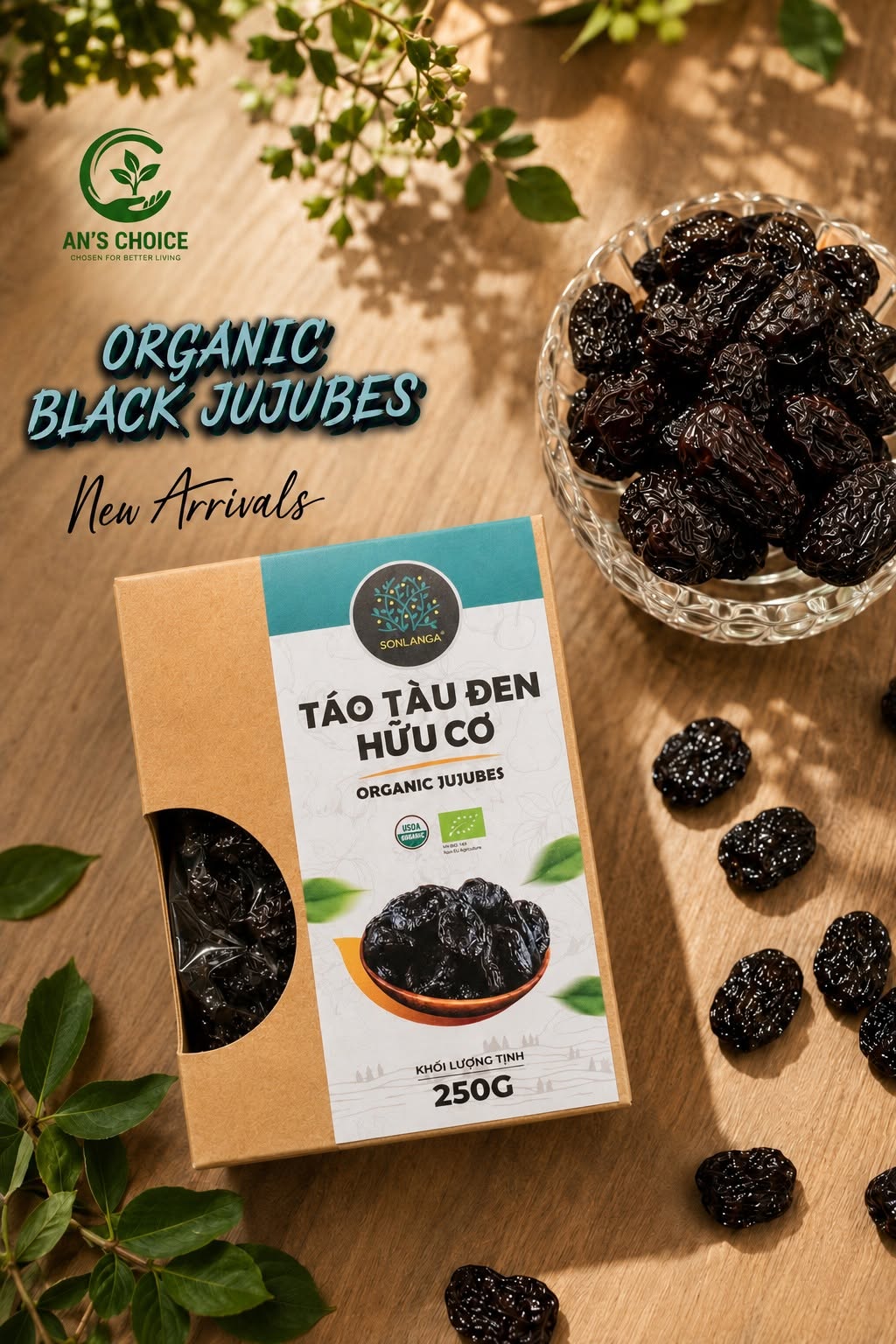 Táo tàu đen hữu cơ Sonlanga 250G