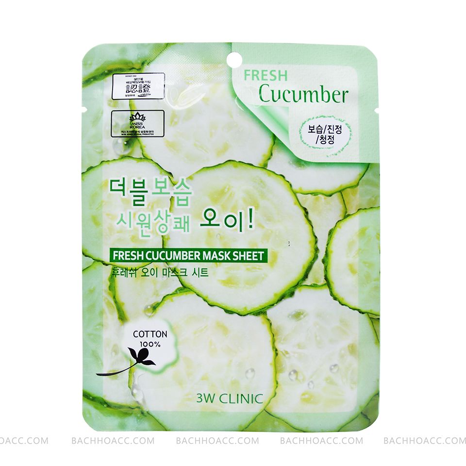 Mặt nạ giấy 3W Clinic Fresh Mask Sheet 23ml cung cấp độ ẩm dưỡng chất chuyên sâu