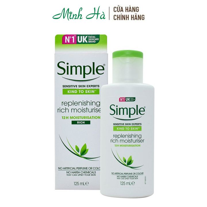 Sữa dưỡng ẩm Simple Kind To Skin Replenishing Rich Moisturiser 125ml dưỡng ẩm sáng da
