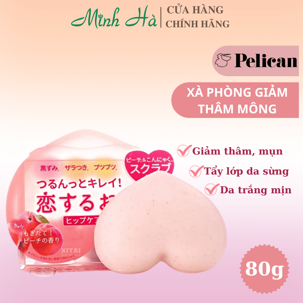 Xà phòng giảm thâm mông Pelican Hip Care Soap 80g Nhật Bản làm sạch bụi bẩn đem lại một làn da mềm mịn