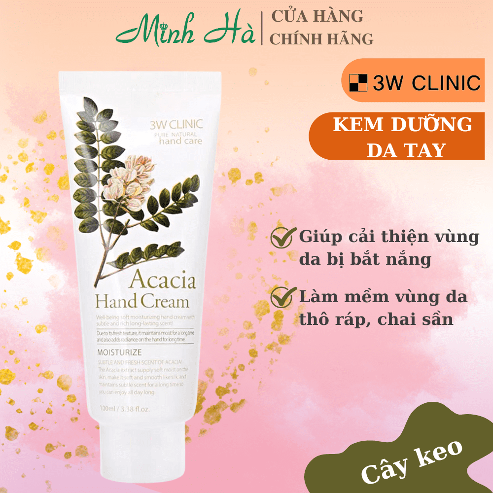Kem dưỡng da tay 3W Clinic Moisturizing Hand Cream 100ml nuôi dưỡng da ẩm mượt, căng mịn và trắng sáng