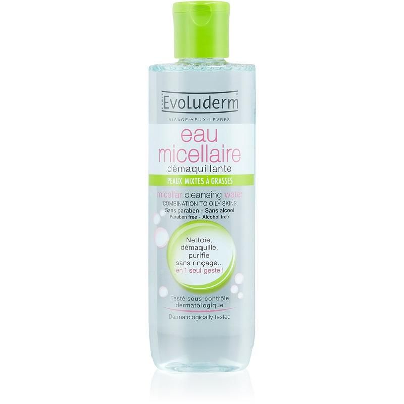 Nước tẩy trang không cồn Evoluderm Micellar Cleansing Water 500ml làm sạch, dịu da