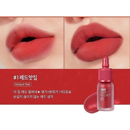 Son kem lì Ink Velvet Peripera 4g lên môi mượt bền màu