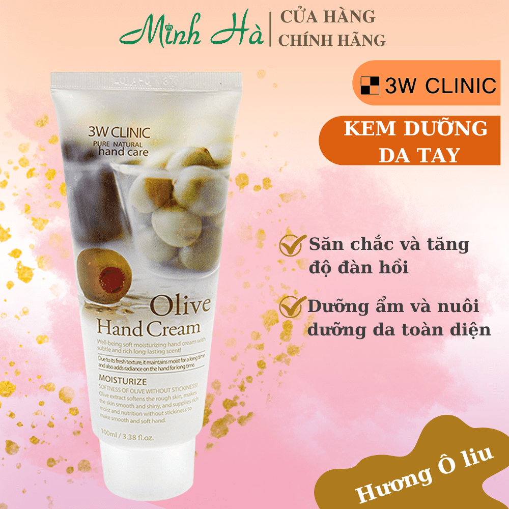 Kem dưỡng da tay 3W Clinic Moisturizing Hand Cream 100ml nuôi dưỡng da ẩm mượt, căng mịn và trắng sáng