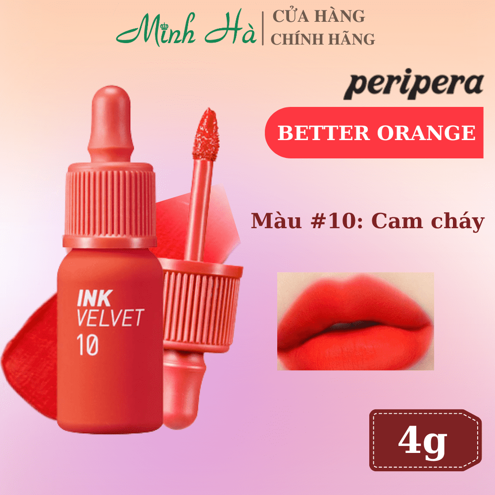 Son kem lì Ink Velvet Peripera 4g lên môi mượt bền màu