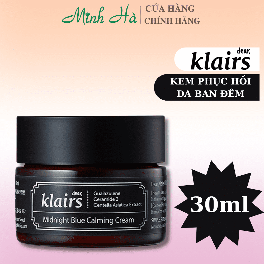 Kem dưỡng Klairs Midnight Blue Calming Cream 30/60ml làm dịu da, phù hợp với da nhạy cảm