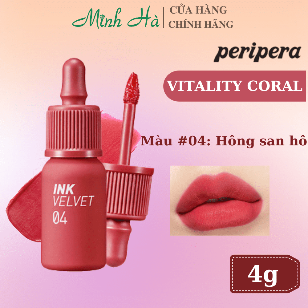 Son kem lì Ink Velvet Peripera 4g lên môi mượt bền màu