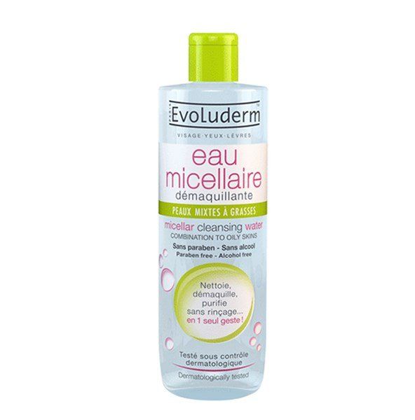 Nước tẩy trang không cồn Evoluderm Micellar Cleansing Water 500ml làm sạch, dịu da