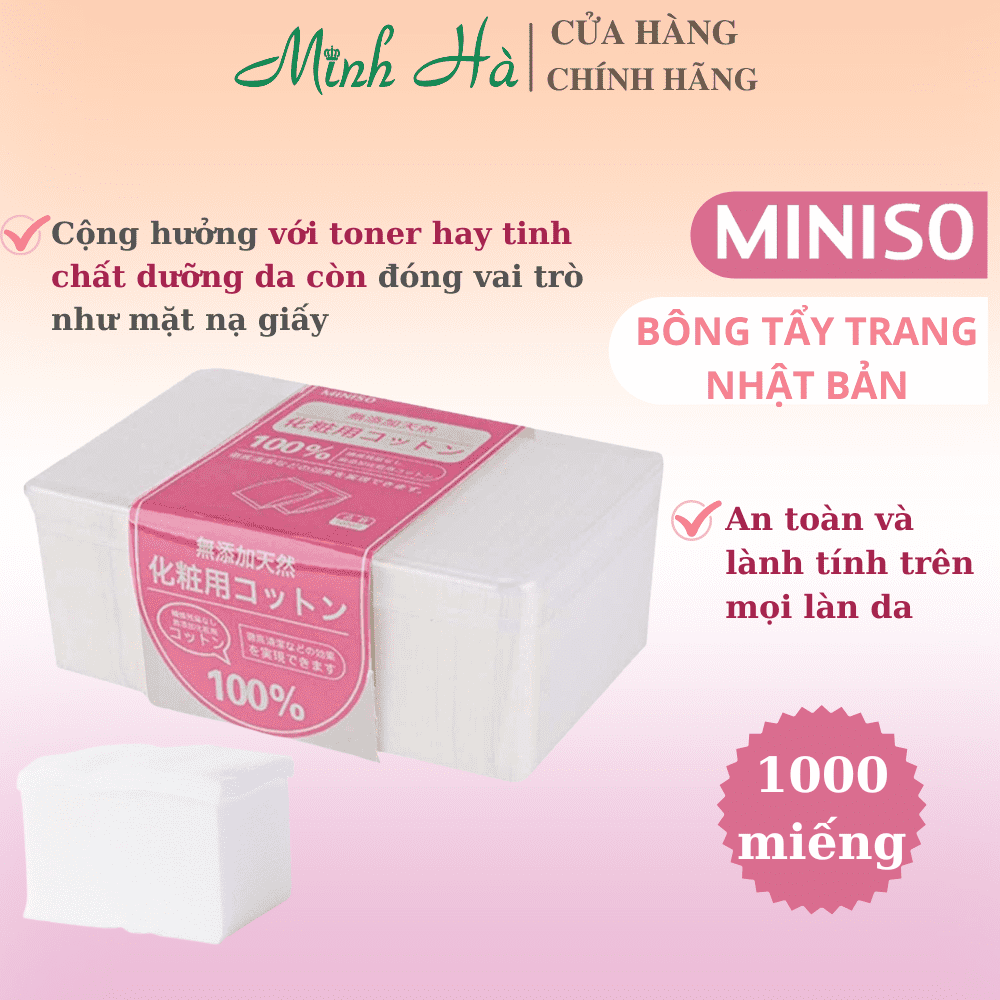Hộp bông tẩy trang MINISO 1000 miếng mỏng