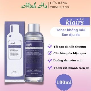 Nước hoa hồng Klairs Supple Preparation Toner 180ml không mùi và mùi thảo dược dành cho mọi loại da