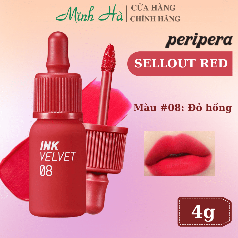 Son kem lì Ink Velvet Peripera 4g lên môi mượt bền màu