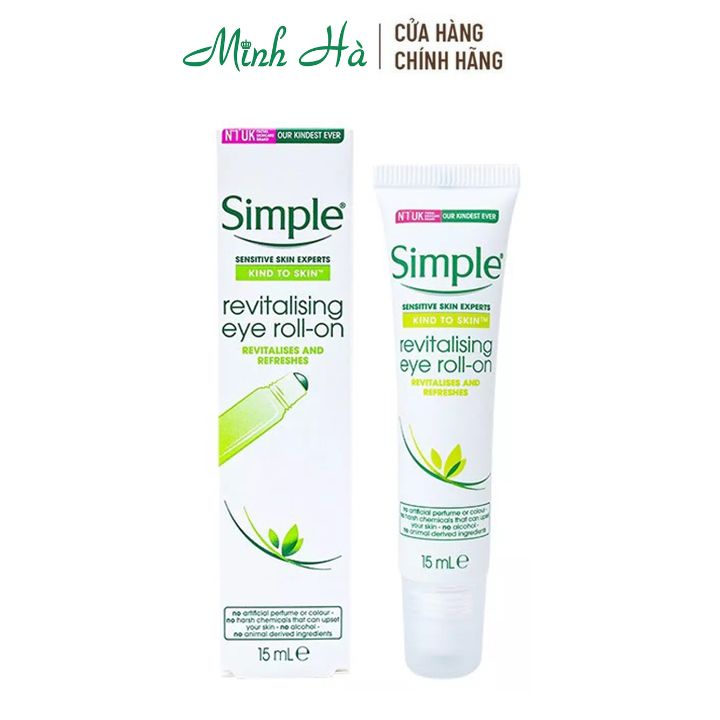Thanh lăn dưỡng mắt Simple Revitalising Eye Roll On 15ml giảm thâm mắt, bọng mắt và nếp nhăn