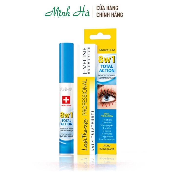 Huyết thanh dưỡng dài mi Eveline 8in1 10ml giải quyết 8 vấn đề cho mi