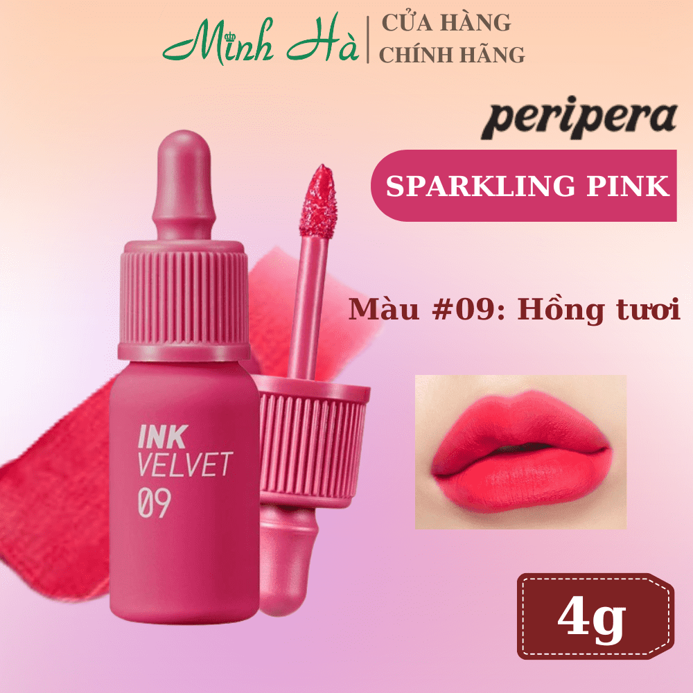 Son kem lì Ink Velvet Peripera 4g lên môi mượt bền màu