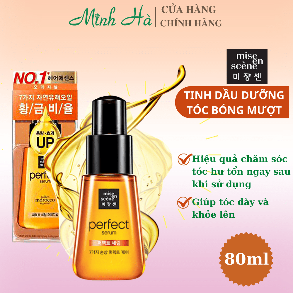 Tinh dầu dưỡng tóc Mise En Scene Perfect Serum Golden Morocco Argan Oil 80ml phục hồi tóc hư tổn